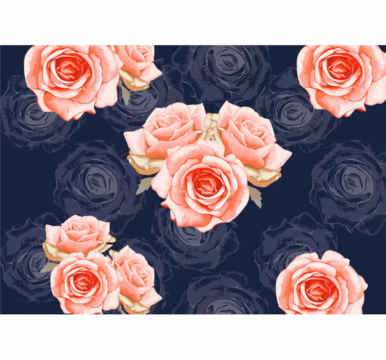 Elegante rosa blomster fototapet rose - Tenstickers