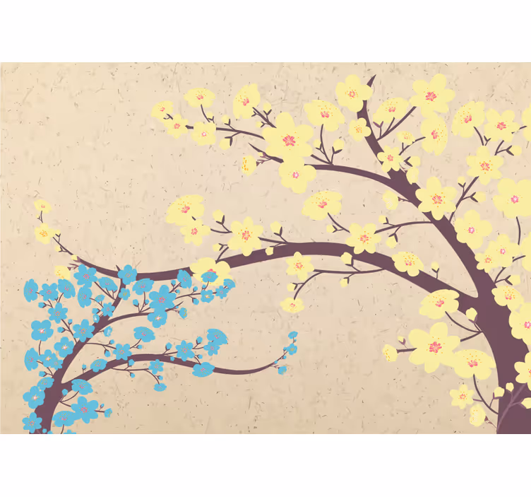 Fototapet blomster gule blomstergrener - Tenstickers