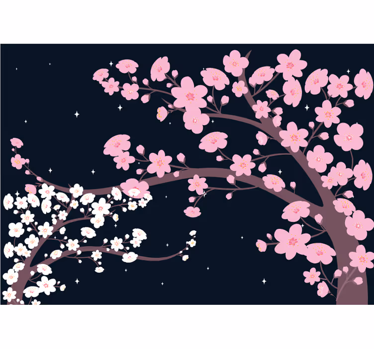 Fototapet blomster kirsebærblomstgrener - Tenstickers