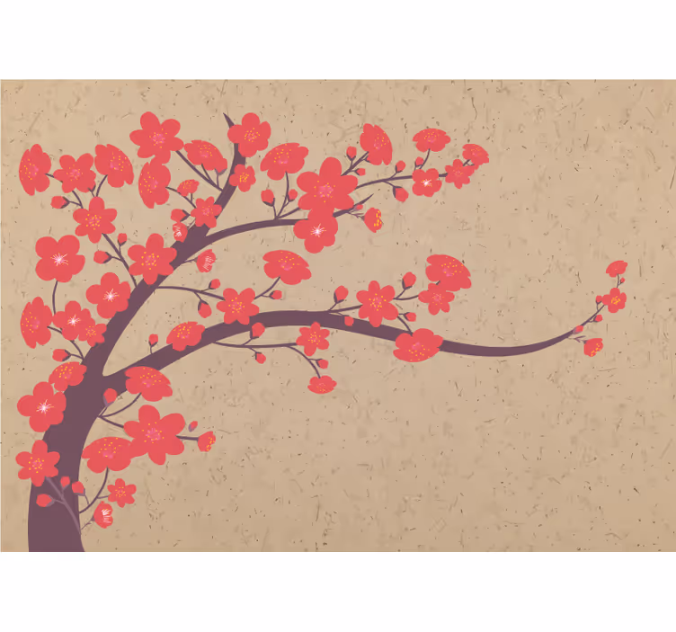 Fototapet blomster sakura gren - Tenstickers