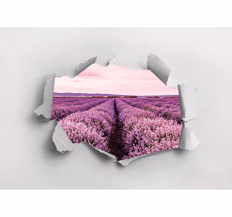Fototapet blomster lavendelfeltutsikt - Tenstickers