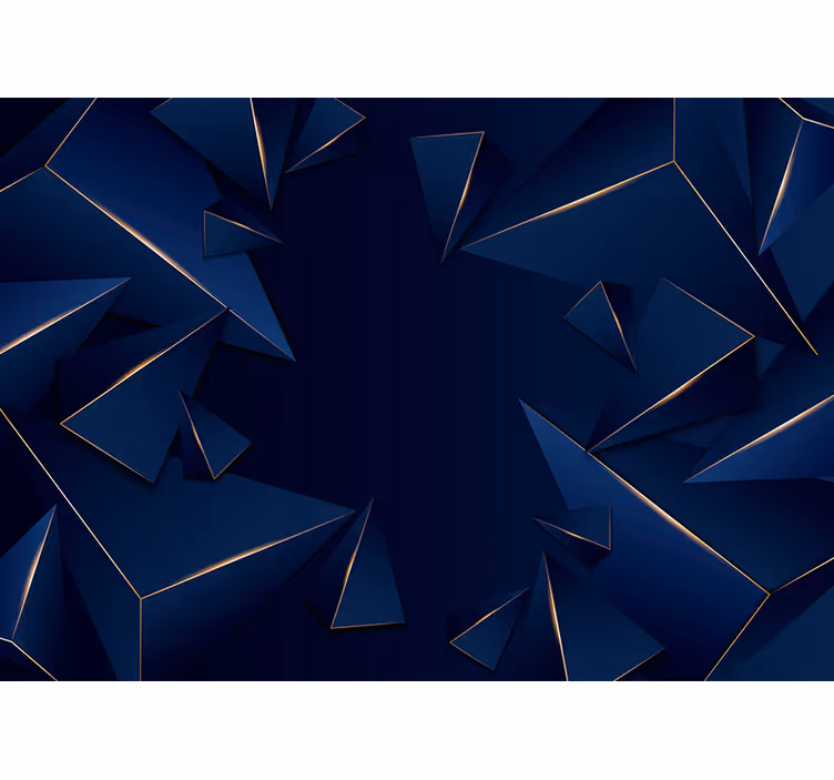 Blått og gull geometrisk mønster fototapet 3d - Tenstickers