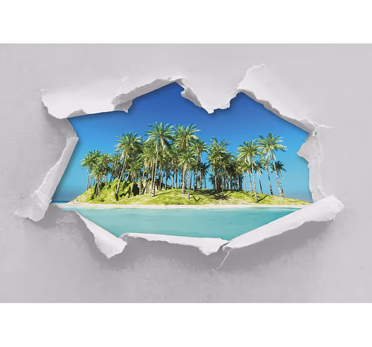 Vakker øy ødelagt mur fototapet 3d - Tenstickers