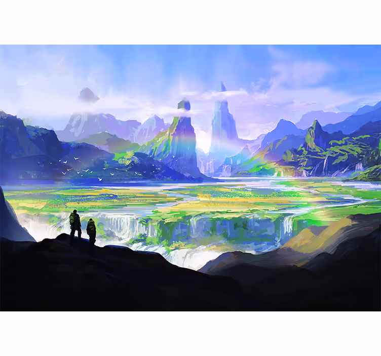 Fototapet landskap fjellandskap - Tenstickers