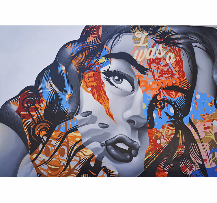 Pop art kvinne portrett graffiti fototapet urban kunst - Tenstickers