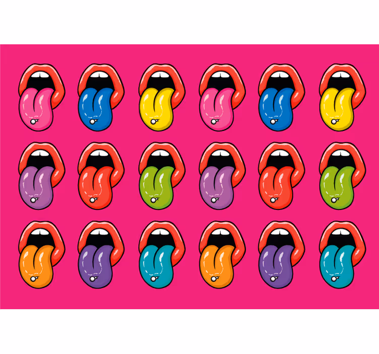 Pop art flerfargede lepper fototapet urban kunst - Tenstickers