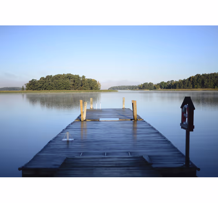 Rolig dock fototapet innsjø - Tenstickers