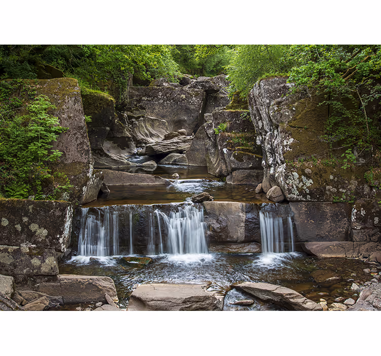 Fototapet fjell rolig natur foss - Tenstickers