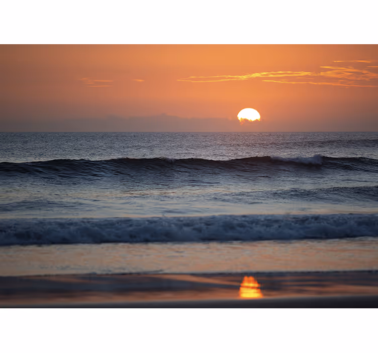 Solnedgang havhorisont fototapet sjø - Tenstickers
