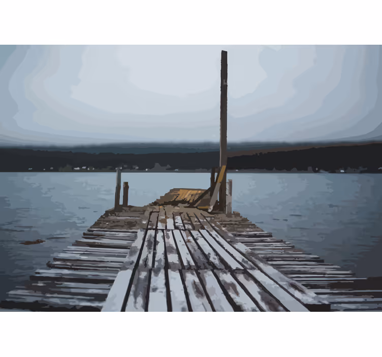 Fototapet landskap rolig innsjøbrygge - Tenstickers