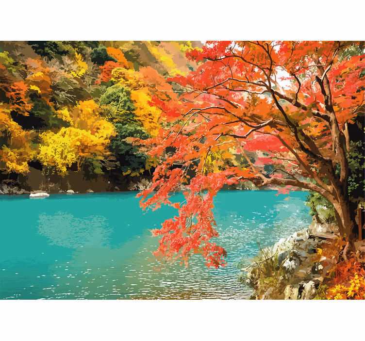 Fargerikt japansk tre fototapet natur - Tenstickers