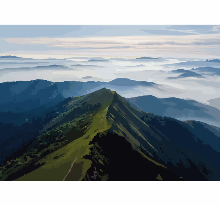 Fototapet landskap fjellkjedeutsikt - Tenstickers