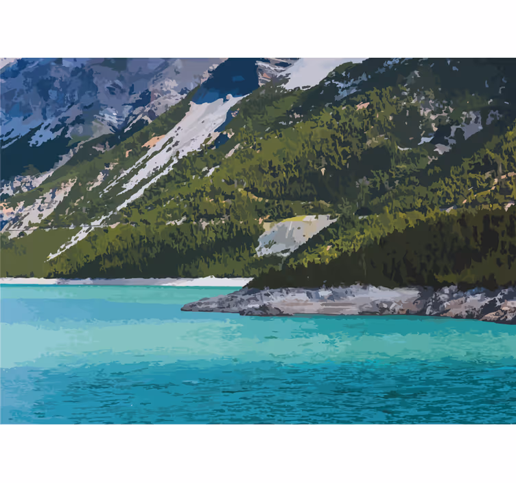 Fjell ved sjøen fototapet natur - Tenstickers