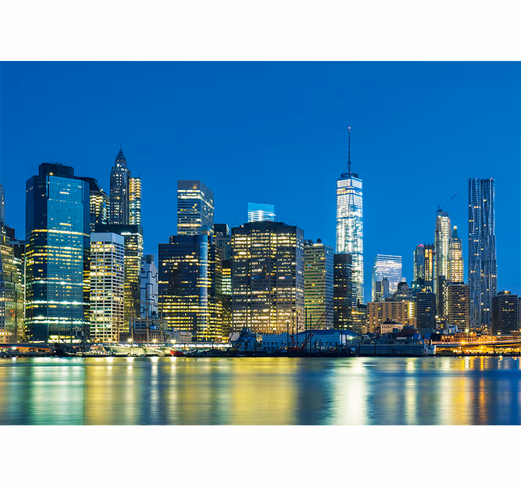 Fototapet new york nattutsikt over nyc - Tenstickers