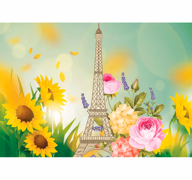 Fototapet paris eiffeltårnet i blomst - Tenstickers