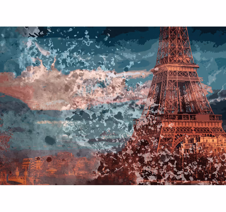 Fototapet paris eiffeltårnet skyline - Tenstickers
