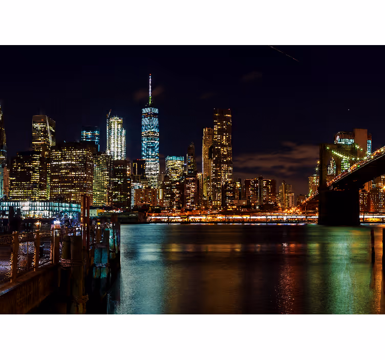 New york city lights om natten fototapet byer - Tenstickers