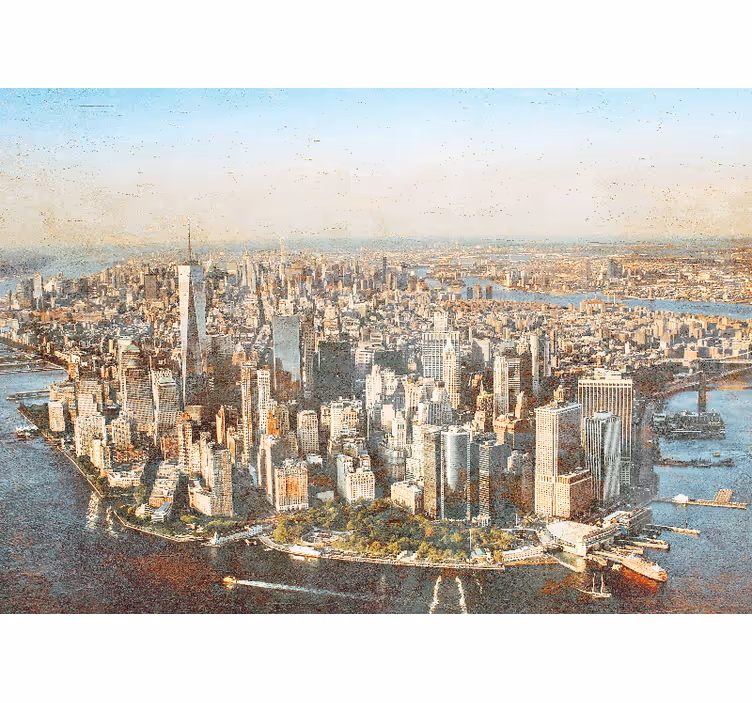 Fototapet byer luftfoto av manhattan - Tenstickers