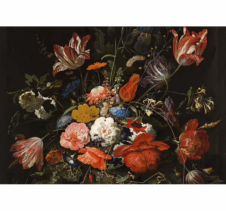 Livlig blomsterbukett fototapet blomster - Tenstickers