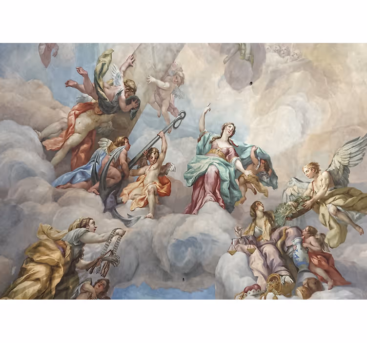 Engler på himmelen fototapet klassisk kunst - Tenstickers