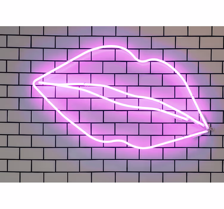 Fototapet kjærlighet neon leppeform - Tenstickers