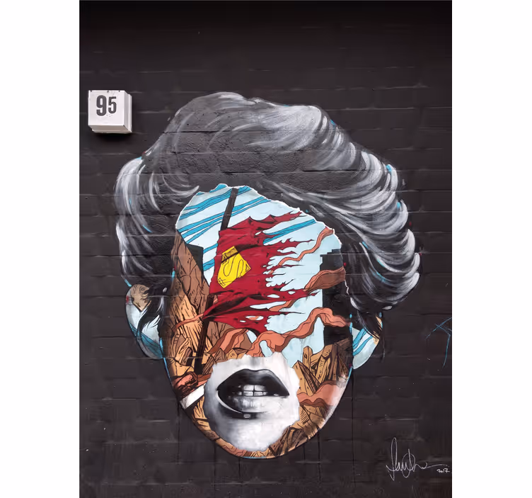 Fototapet urban kunst fragmentert menneskeprofil - Tenstickers
