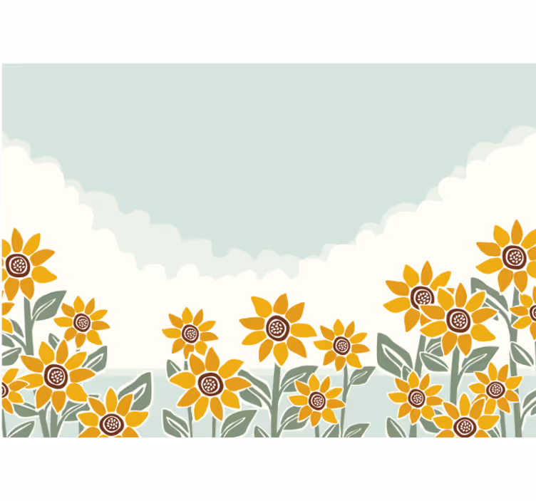 Fototapet blomster solblomster hage scene - Tenstickers