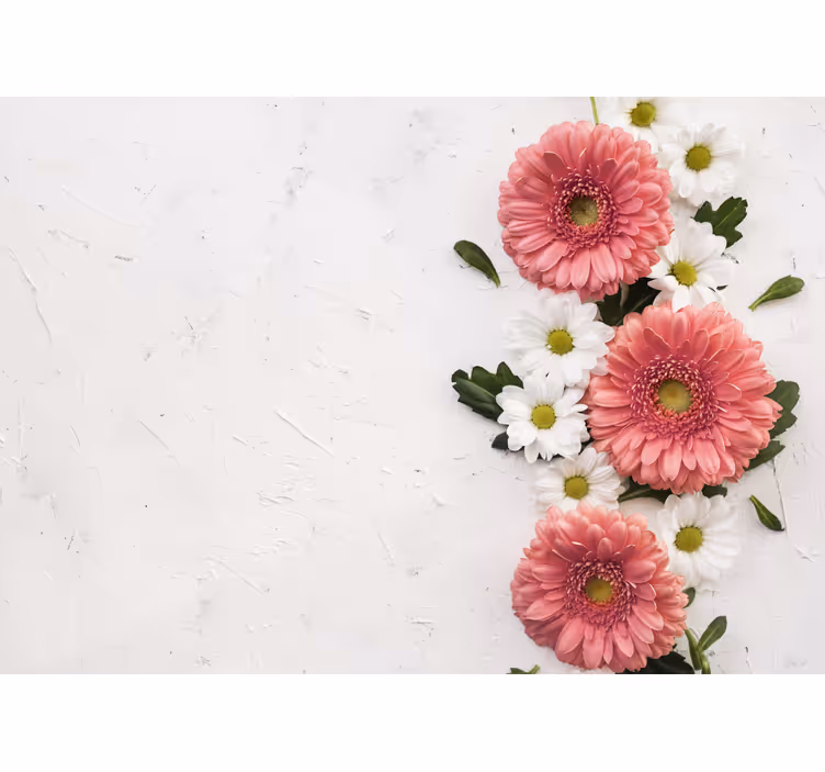 Fototapet blomster rosa blomsteroppsett - Tenstickers