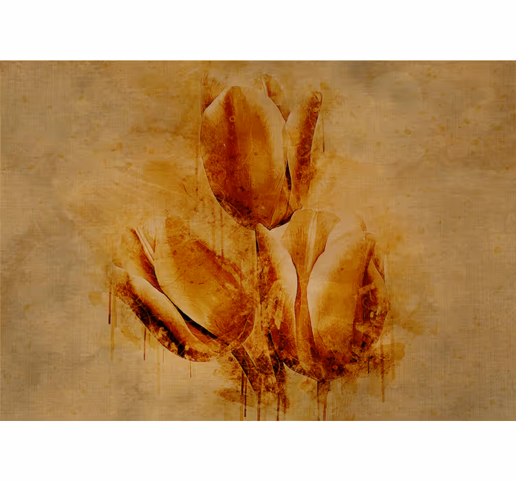 Elegant beige tre kronblad fototapet blomster - Tenstickers