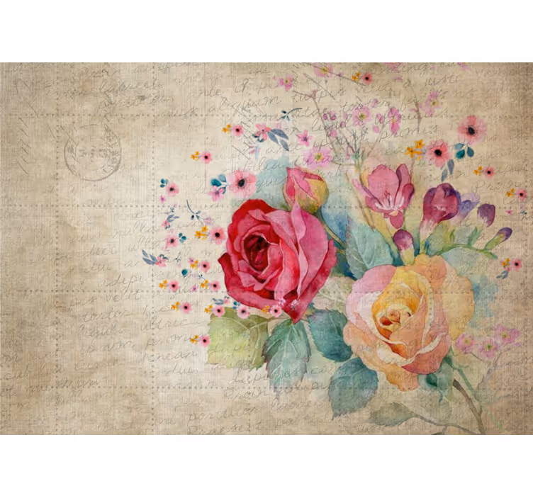 Fototapet blomster roseblomstring komposisjon - Tenstickers