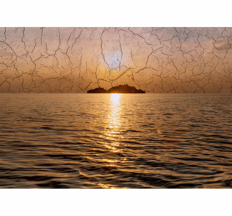 Fototapet fjell skumring over havet - Tenstickers