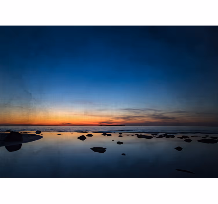 Nordisk solnedgang på sjøen fototapet natur - Tenstickers