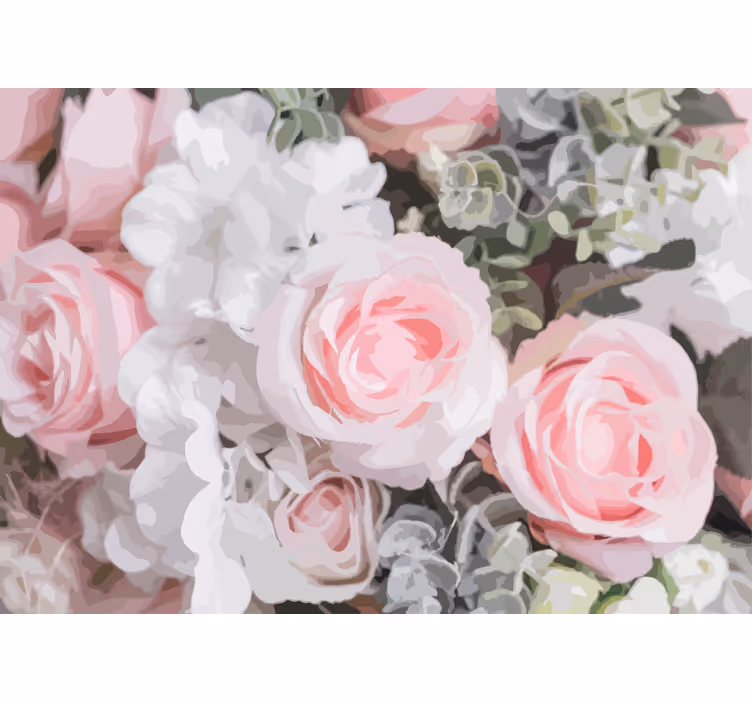 Fototapet blomster romantiske rosa roser - Tenstickers