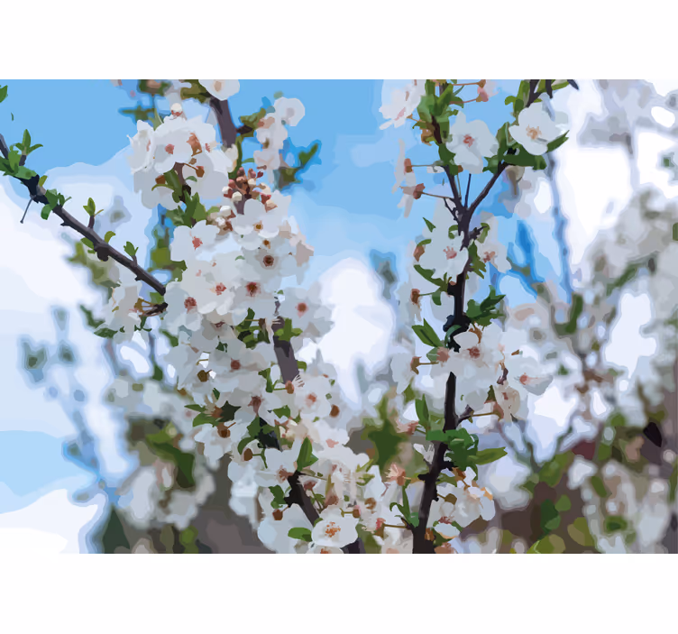 Hvit blomst gren fototapet blomster - Tenstickers