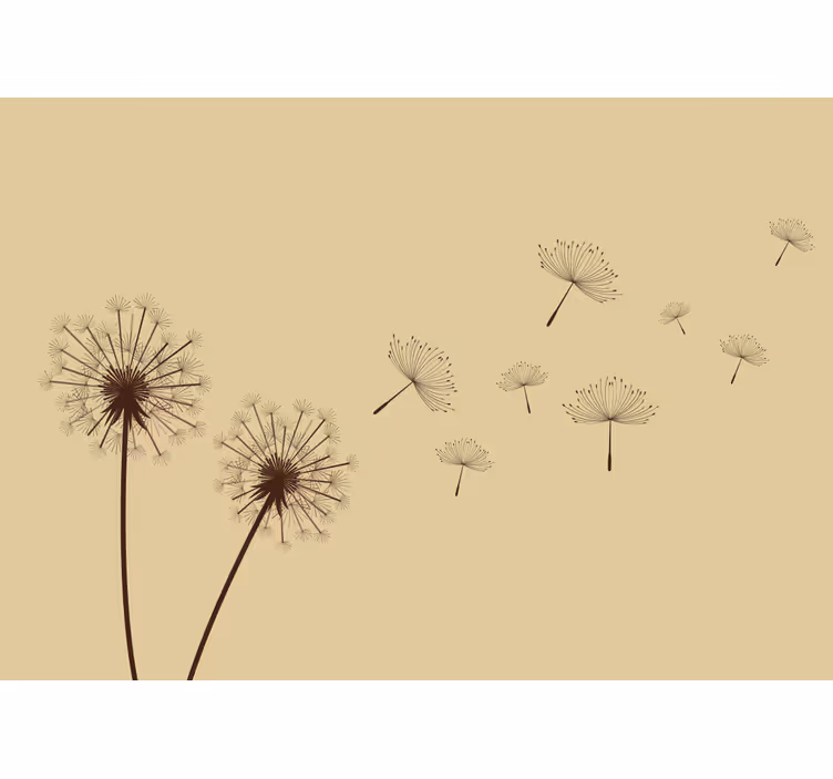 Fototapet blomster flygende løvetannfrø - Tenstickers