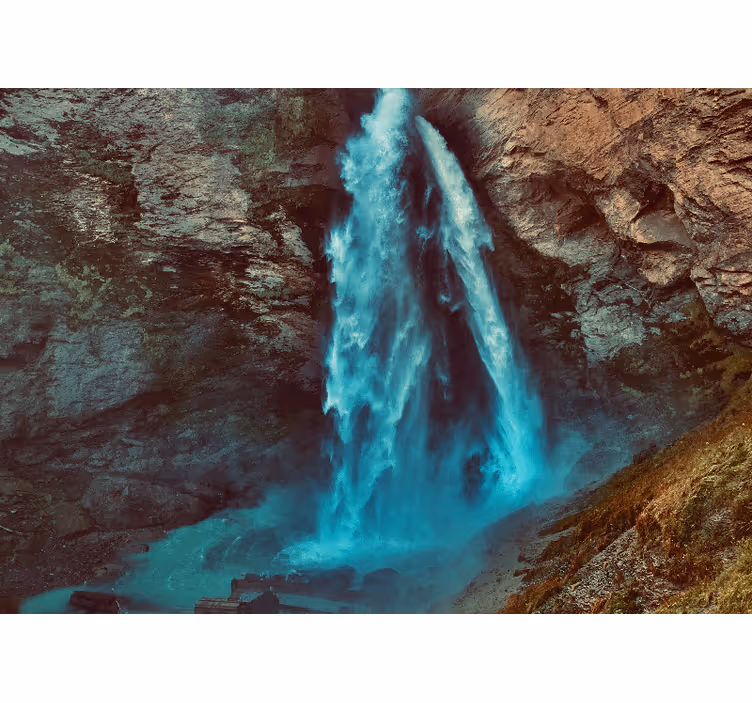 Fototapet fjell stor fossefall perspektiv - Tenstickers