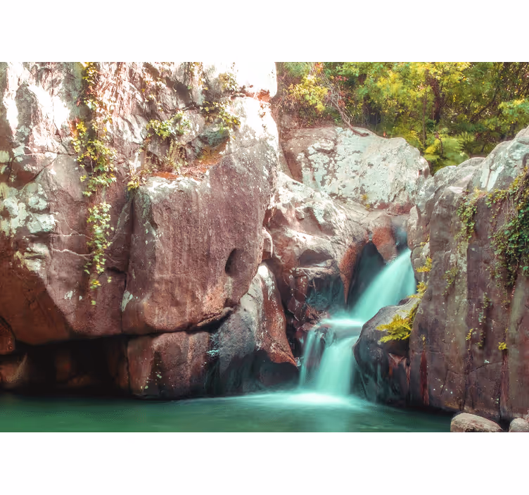 Fototapet natur roende fossefall landskap - Tenstickers