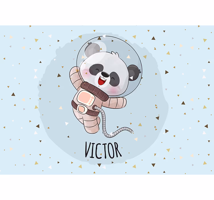 Søt panda for gutt med navn Fototapet baby - Tenstickers