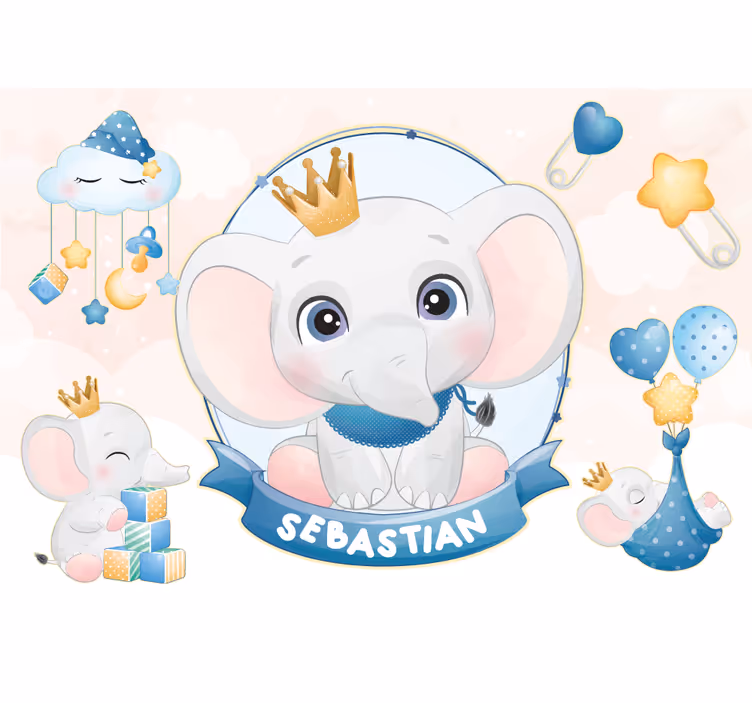 Fototapet baby søtt elefantdesign - Tenstickers