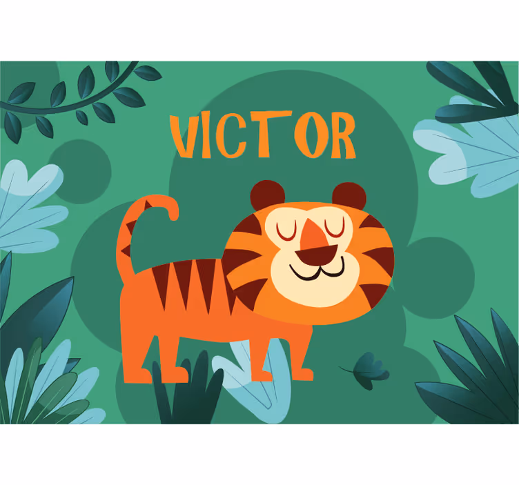 Fototapet tilpasset vennlig tigerkarakter - Tenstickers