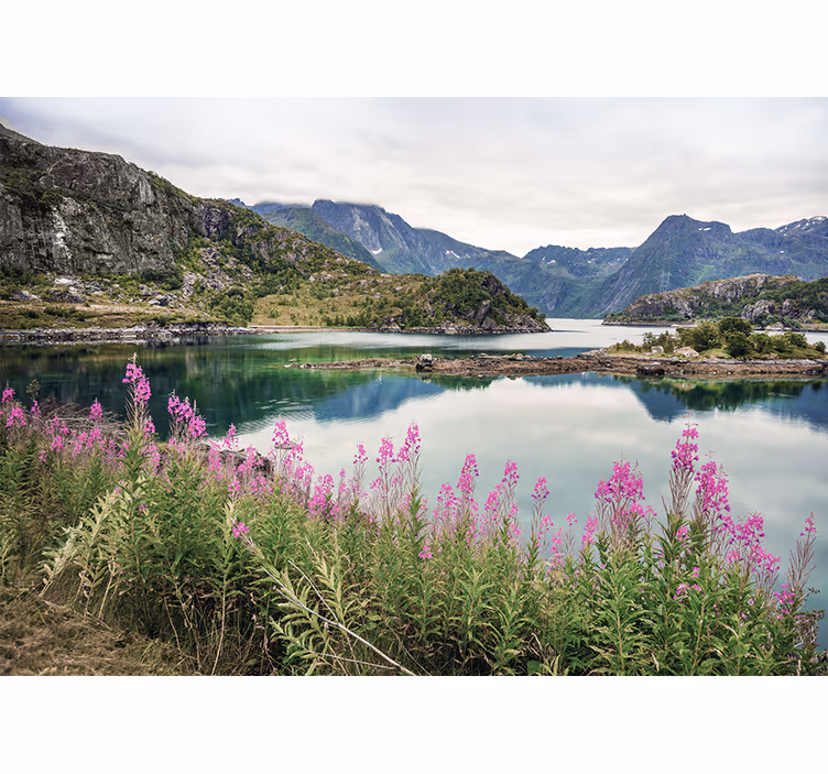 Fototapet landskap fortryllende norsk fjord - Tenstickers