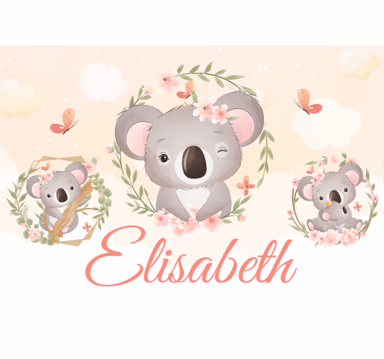 Søte dyr koala med navn fototapet spedbarn - Tenstickers
