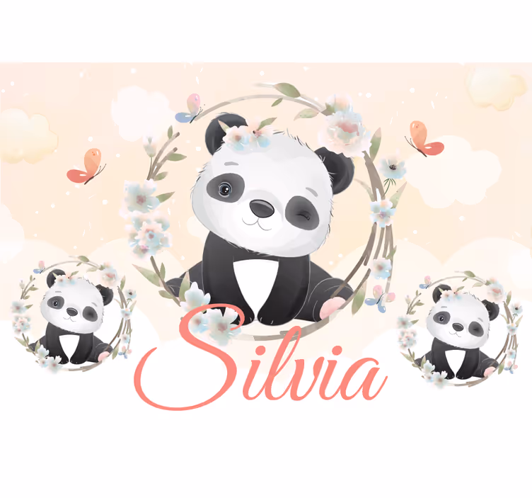 Søte dyr panda med navn fototapet spedbarn - Tenstickers