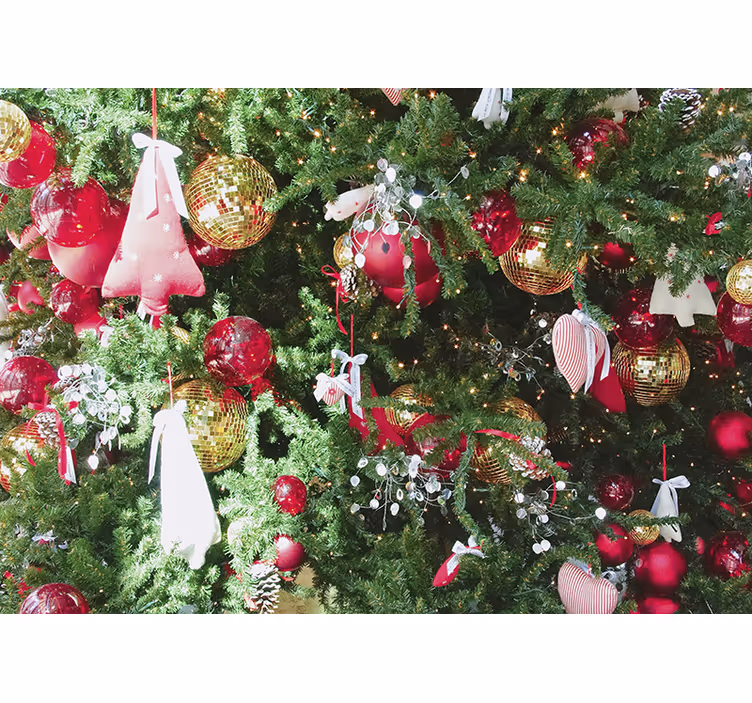 Jul fototapet med festlige julepynt - Tenstickers