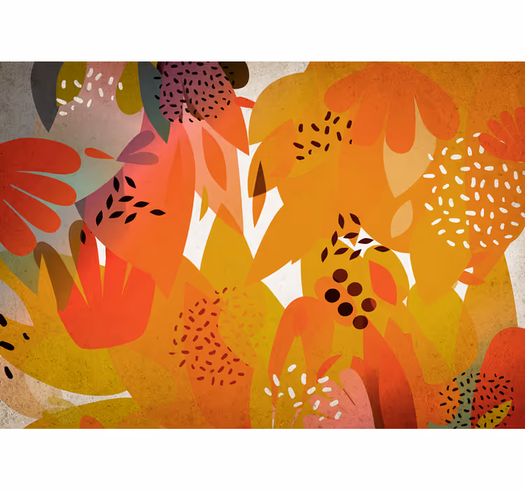 Fototapet blomster med livlige bladmotiver - Tenstickers