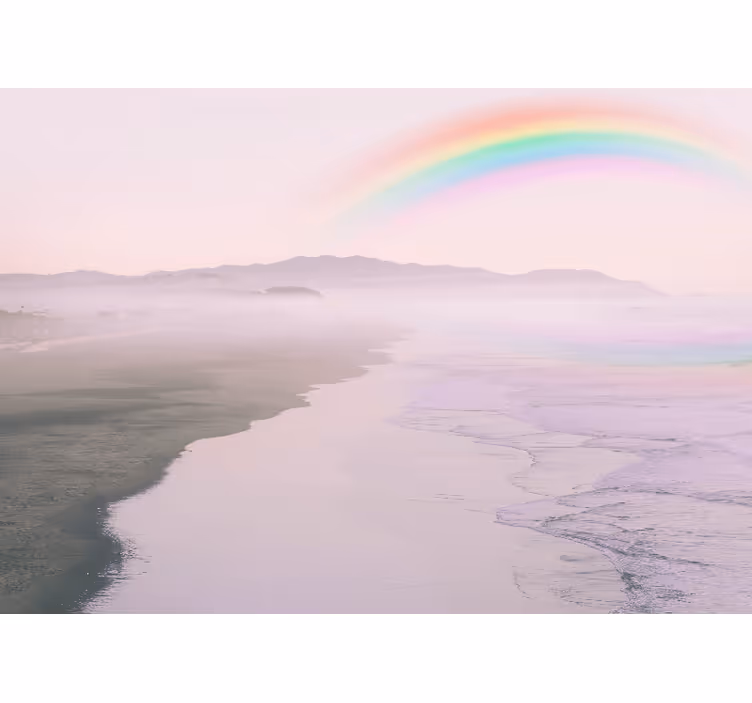 Fototapet natur serene strandregnbue - Tenstickers