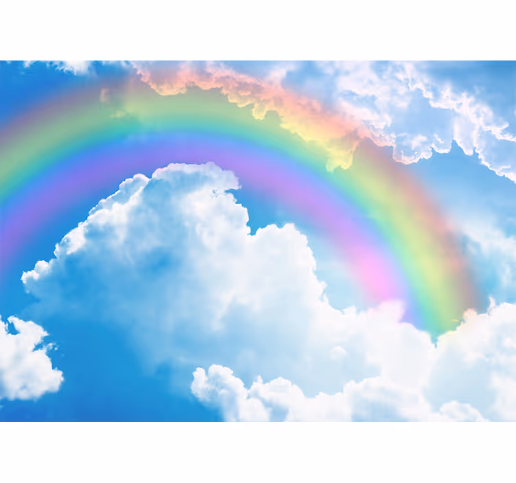 Regnbue på en blå himmel med Fototapet himmel - Tenstickers