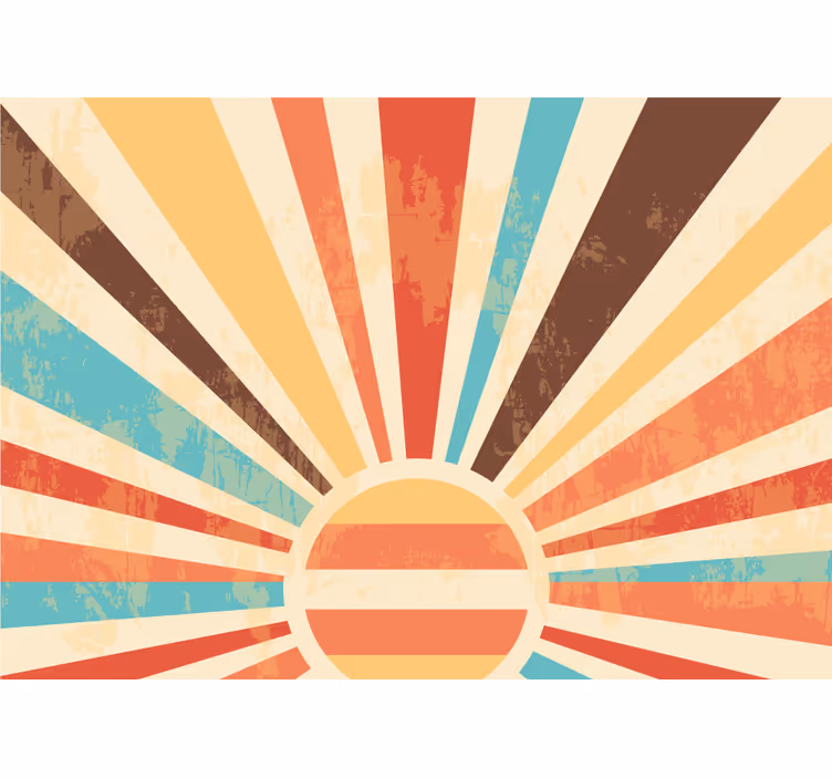 Fargerike retro solstråler fototapet vintage - Tenstickers