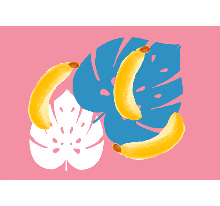 Fototapet blomster bananer og blader - Tenstickers