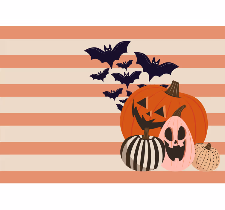 Halloween fototapet med gresskar og flaggermus - Tenstickers